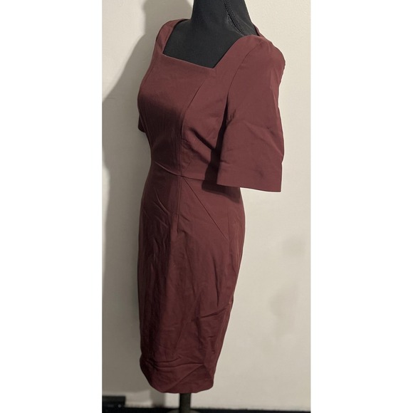 Brooks Brothers Dress Womens 2 Burgundy Wool‎ Blend Sheath Square Neck Office - Picture 5 of 16